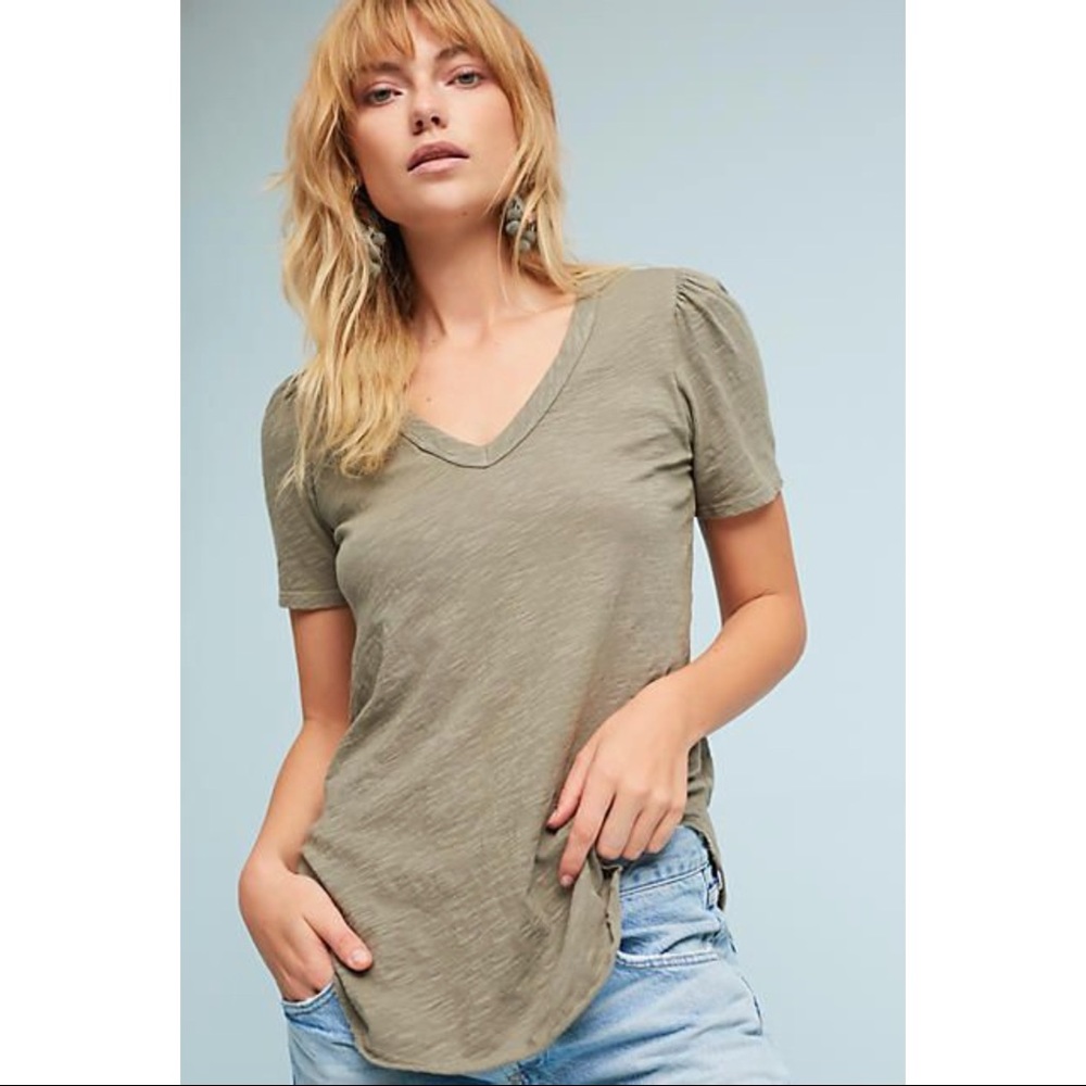 Anthropologie Left of Center Outfield V Neck Tee